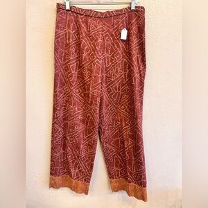 Peruvian Connection 100% Cotton Pants Red Orange Side Zip Plus Size 16